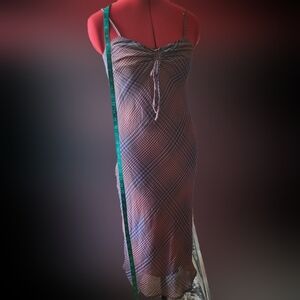 Aeropostale Checkered Slip Dress - Mauve, Brown And Blue